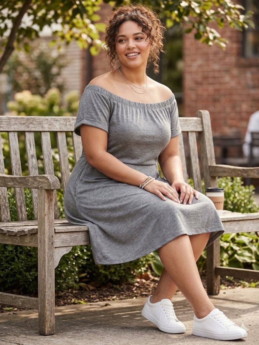 Torrid Women's Size 3/22-24 Gray Fit N Flare Jersey Knit  Off Shoulder Dress